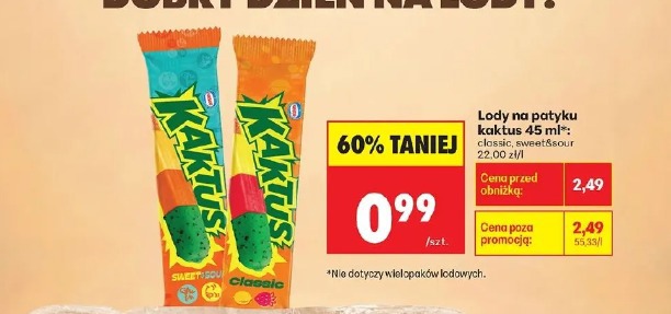 Lody na patyku kaktus classic sweet&sour