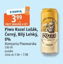 Piwo Kozel Leżák, Černý, Bily Lehký, 0% Kompania Piwowarska