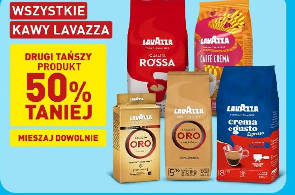 Wszystkie kawy lavazza drugi tańszy 50% taniej