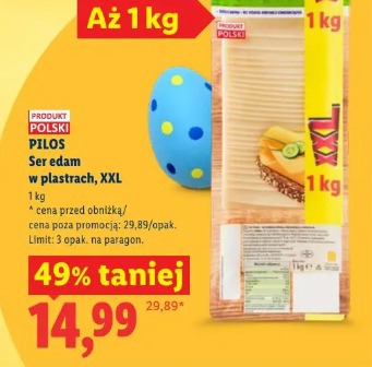 PILOS Ser edam w plastrach, XXL