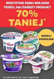 Wszystkie serki wiejskie trzeci, najtańszy produkt 70% taniej