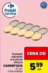Komplet nakrętek w kolorze złotym Carrefour