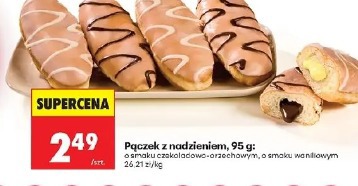 Pączek z nadzieniem o smaku czekoladowo-orzechowym, o smaku waniliowym