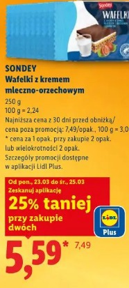 Sondey Wafelki z kremem mleczno-orzechowym