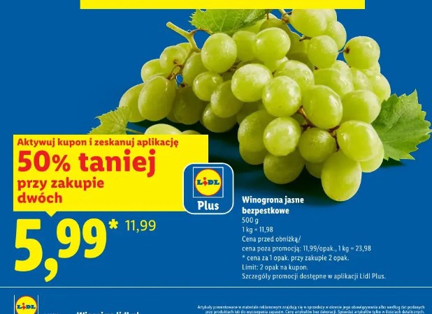 Winogrona jasne bezpestkowe