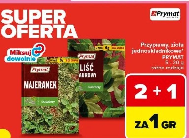 Przyprawy, zioła jednoskładnikowe PRYMAT