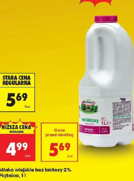 Mleko wiejskie bez laktozy 2% Piątnica