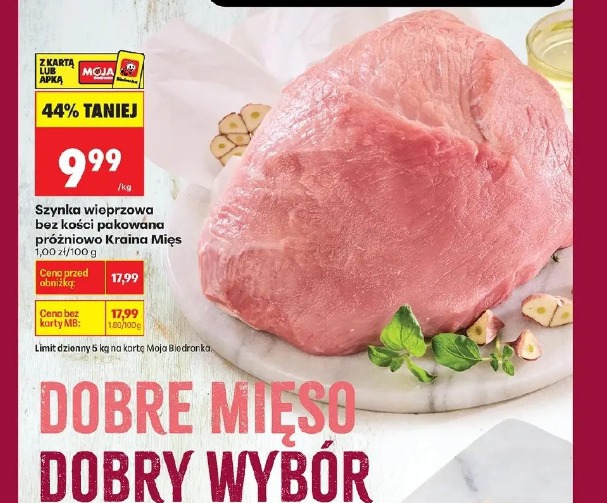 Szynka wieprzowa bez kości pakowana próżniowo Kraina Mięs