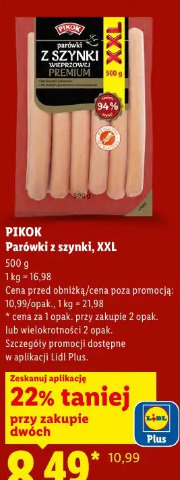 Pikok Parówki z szynki, XXL