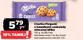 Ciastka Pieguski z kawałkami czekolady mlecznej Milka