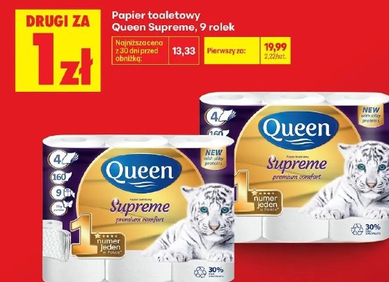 Queen Supreme papier toaletowy, 9 rolek