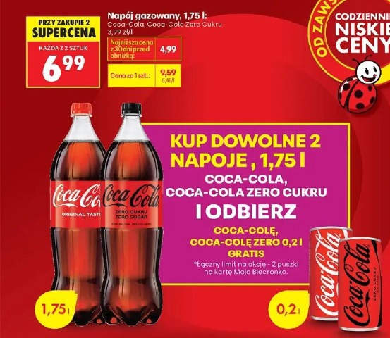 Coca-Cola, Coca-Cola Zero Cukru napój gazowany 1,75 l