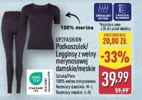 Up2fashion Podkoszulek/Legginsy z wełny merynosowej damskie/męskie