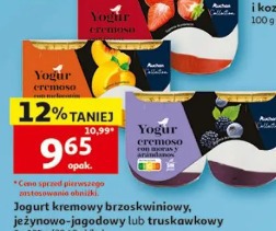 Jogurt kremowy brzoskwiniowy, jeżynowo-jagodowy lub truskawkowy