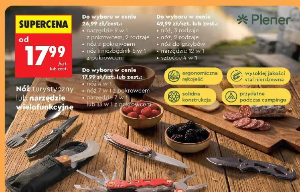Nóż turystyczny lub narzędzie wielofunkcyjne Plener