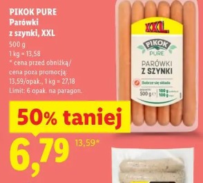 Pikok Pure Parówki z szynki XXL