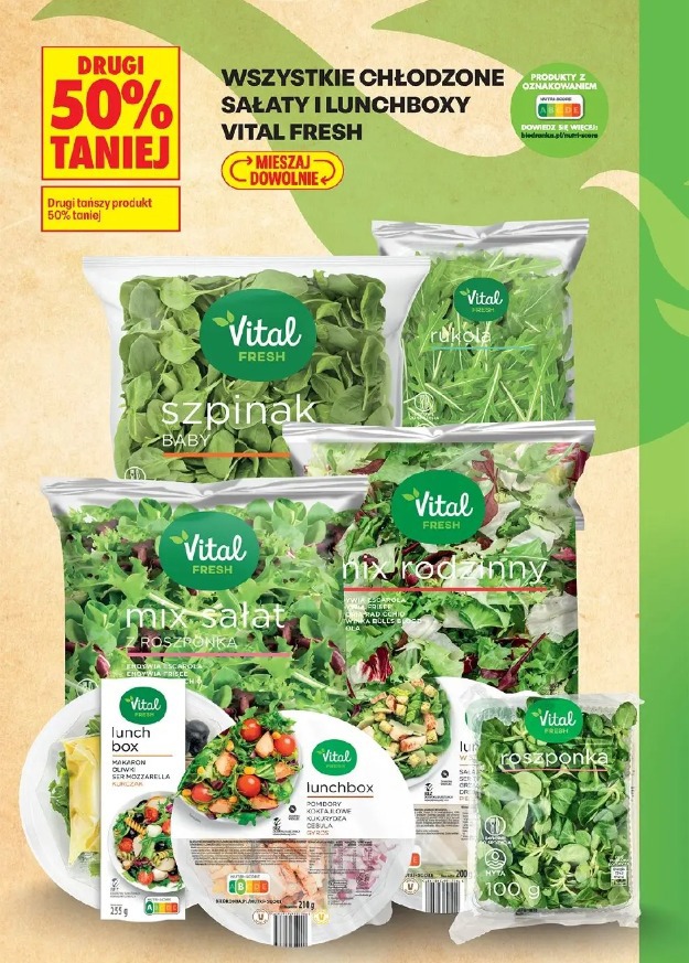 Wszystkie chłodzone sałaty i lunchboxy Vital Fresh