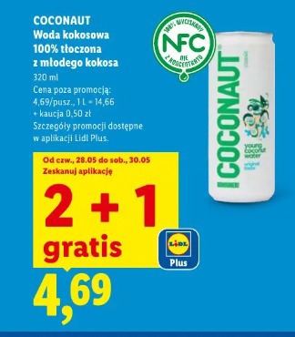 COCONAUT Woda kokosowa 100% tłoczona z młodego kokosa