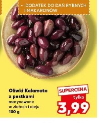 Oliwki Kalamata z pestkami marynowane w ziołach i oleju