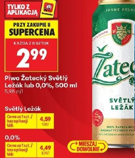 Piwo Žatecký Světlý Ležák lub 0,0%