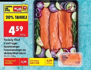 Świeży filet z pstrąga tęczowego łososiowego ze skórą Marinero