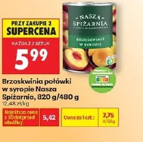 Brzoskwinia połówki w syropie Nasza Spiżarnia, 820 g/480 g