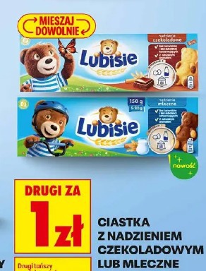 Ciastka z nadzieniem czekoladowym lub mleczne Lubisie