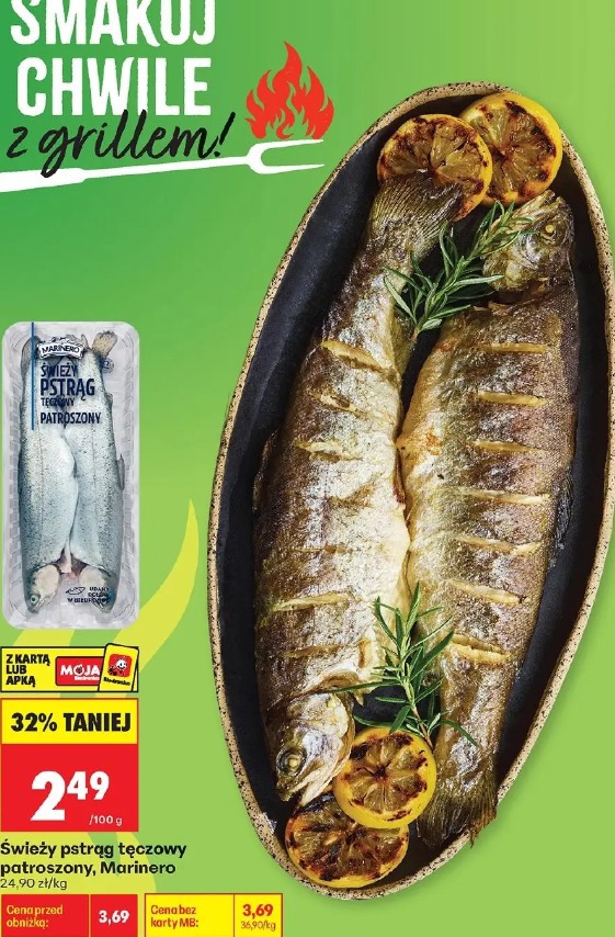 Świeży pstrąg tęczowy patroszony Marinero