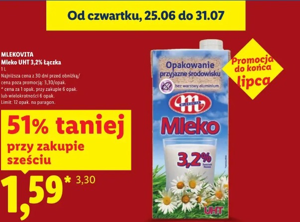 Mleko UHT 3,2% Łączka Mlekovita