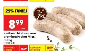 Kiełbasa biała surowa premium Kraina Mięs