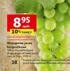 Winogrona jasne bezpestkowe