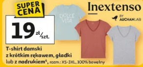 T-shirt damski z krótkim rękawem, gładki lub z nadrukiem