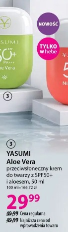 Yasumi Aloe Vera przeciwsłoneczny krem do twarzy z SPF50+ i aloesem