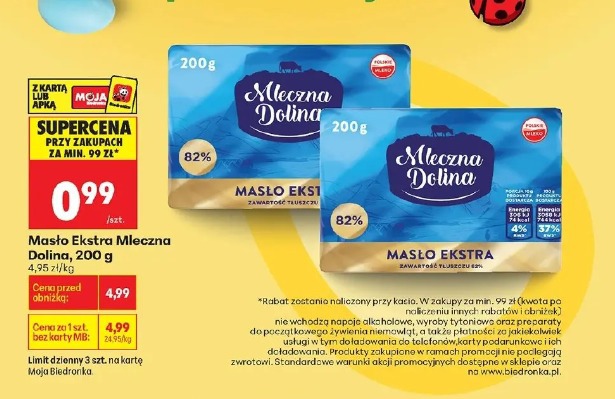 Masło Ekstra Mleczna Dolina, 200g