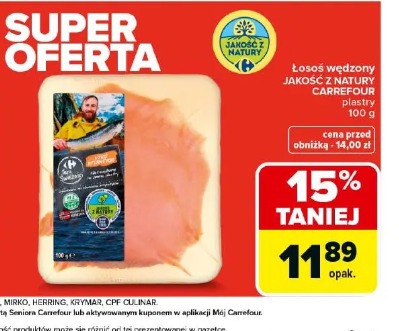 Łosoś wędzony JAKOŚĆ Z NATURY CARREFOUR