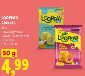 Loopea's Chrupki trawa cytrynowa i kokos lub słodkie chili i limonka