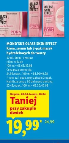 Mond'Sub Glass Skin Effect Krem, serum lub 3-pak masek hydrożelowych do twarzy