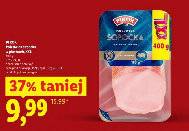 Pikok Polędwica sopocka w plastrach, XXL