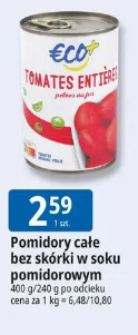 Eco+ Pomidory całe bez skórki w soku pomidorowym