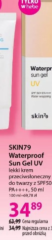 SKIN79 Waterproof Sun Gel UV lekki krem przeciwsłoneczny do twarzy z SPF50+ PA++++