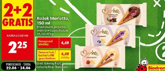 Marletto rożek truskawka, jagoda, wiśnia w czekoladzie