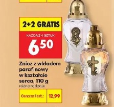 Znicz z wkładem parafinowym w kształcie serca, 110 g