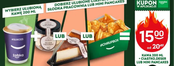 Kawa 200 ml + ciastko, deser lub mini pancakes