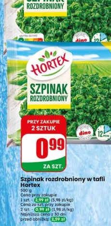 Szpinak rozdrobniony w tafli Hortex