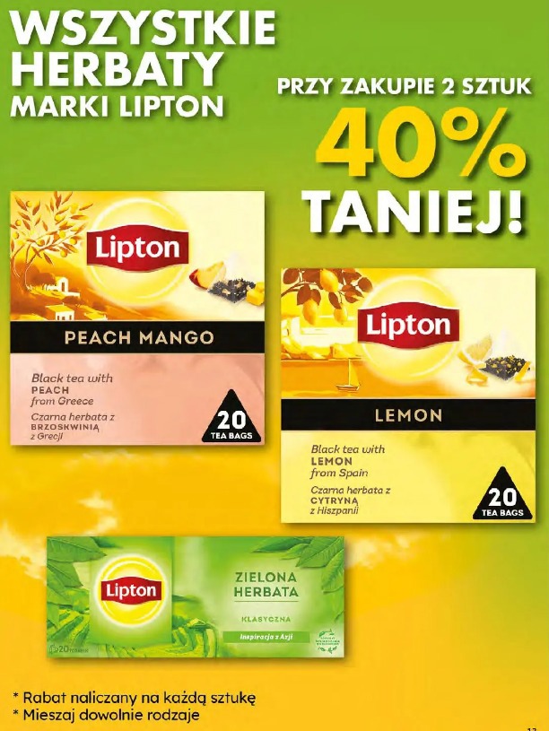 Wszystkie herbaty marki Lipton