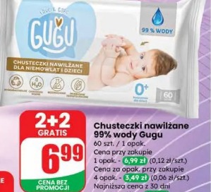 Chusteczki nawilżane 99% wody Gugu