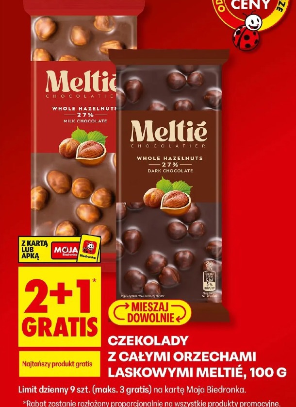 Czekolady z całymi orzechami laskowymi Meltié