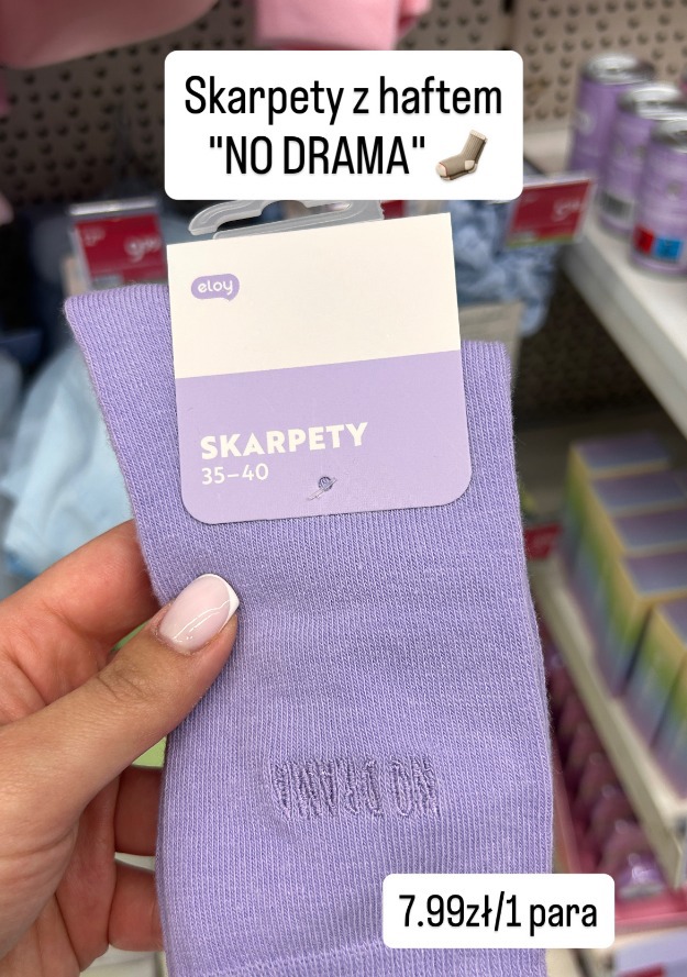 Eloy skarpety z haftem "NO DRAMA"