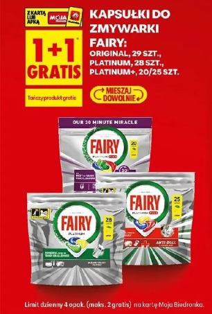 Kapsułki do zmywarki Fairy: Original, 29 szt., Platinum, 28 szt., Platinum+, 20/25 szt.