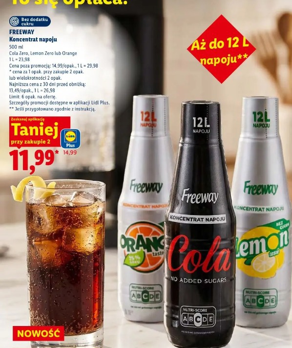 Freeway Koncentrat napoju Cola Zero, Lemon Zero lub Orange